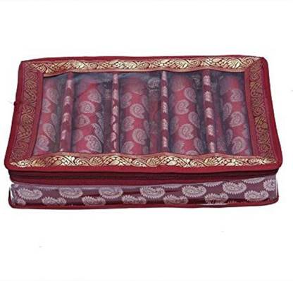 KUBER INDUSTRIES Brocade 5 Rod Bangle Box, Maroon Bangle Vanity Box Vanity Box