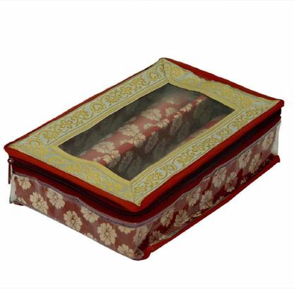 KUBER INDUSTRIES Brocade Two Roll Bangle Box, Maroon (KI12850) Bangle Vanity Box Vanity Box
