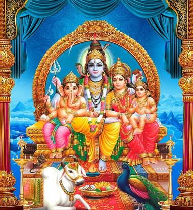 Lord Shree Shiv Pariwar Beautiful Vinyl Poster Paper Print