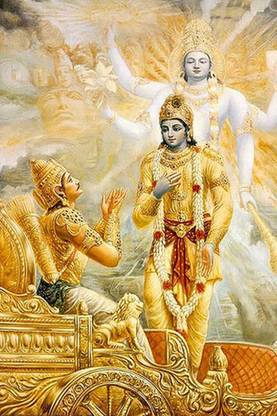 Lord Krishna with Geeta Updesh to Arjun Vinyl Poster Paper Print