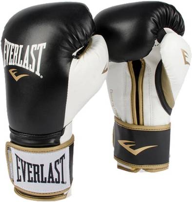 EVERLAST POWERLOCK HOOK & LOOP TRAINING GLOVES (Black / Gold) Boxing Gloves