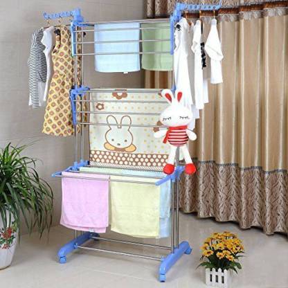 SUNDEX Steel Floor Cloth Dryer Stand ORANGE-SKY BLUE - 0214