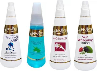 Zever Deep Pore Cleansing Milk , Pore Minimiser Skin Freshener Toner , Soft Smooth Moisturizer & Skin Whitening Lotion With Mulberry , Mistletoe triple action Formula ( Daily Skin Care Regimen)