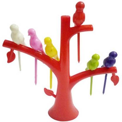EZEE Tree & Birds Fruit Fork Set Disposable Plastic Fruit Fork Set