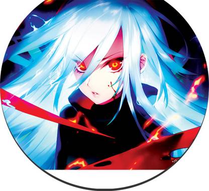 CRAZYINK MPADROUND-Angry Anime Girl Non Slip Base Mousepad