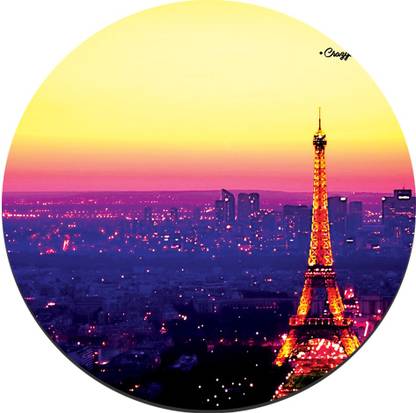 CRAZYINK MPADROUND-Eiffel Tower Scenary Non Slip Base Mousepad