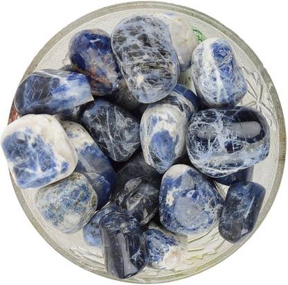 EXCEL Sodalite stone - healing crystals and stones - sodalite tumbled stones - throat chakra crystals - crystals and minerals - reiki stones - 100 grams (Pack of 5-7) Regular Asymmetrical Crystal Pebbles