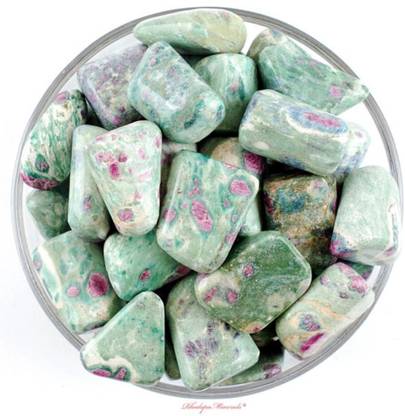 EXCEL Ruby in Fuchsite Tumbled Stone, Ruby Fuchsite Tumbled Stones, Anyolite Tumbled Stone, Anyolite Healing Stones, Healing Ruby Zoisite - 100 grams (Pack of 4-6 Pc) Regular Asymmetrical Crystal Pebbles