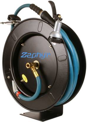 Zephyr Garden Hose Reel (1/2" x 25', Black Matte, Steel) Garden Hose Stand