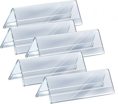 SAISAN 5pcs Clear Acrylic Two-Sided Nameplate, V-shaped Desktop Sign Display Stand for office ( 8 Inches ) Transparent Name Plate Holder