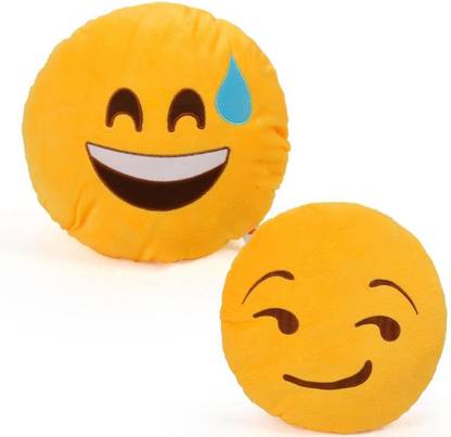 Nitsha Polyester Fibre side tears attitude, Emoji Sofa Pillow Decorative Cushion Pack of 2