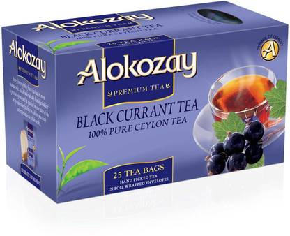 Alokozay Premium Tea, Black Currant Tea, 25 Tea Bags - 50g Blackcurrant Black Tea Bags Box
