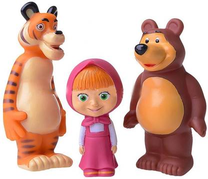 Masha And The Bear Set of Three Cartoon Characters Rubber
