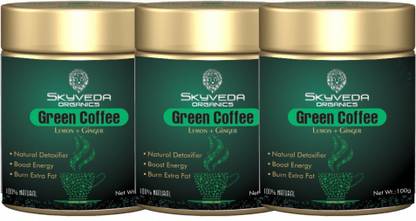 Skyveda Organics GREEN COFFEE BEANS POWDER FOR WEIGHT LOSS,SUGAR FREE FOR UNISEX Instant Coffee
