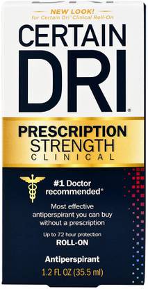 CERTAIN DRI Prescription Strength Clinical Antiperspirant Roll-On, 1.2 Ounce Deodorant Roll-on  -  For Men & Women