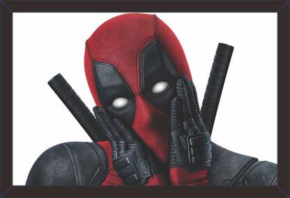 Mad Masters Mad Masters DEADPOOL marvel superhero comics hero warrior action comedy adventure 1 Piece wooden framed painting |Wall Art | Home Décor | Painting Art | Unique Design | Attractive Frames Digital Reprint 12 inch x 18 inch Painting