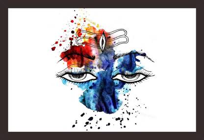 Mad Masters Mad Masters Lord Shiva.eyes.Watercolor splash. Mahadev. 1 Piece wooden framed painting |Wall Art | Home Décor | Painting Art | Unique Design | Attractive Frames Digital Reprint 12 inch x 18 inch Painting