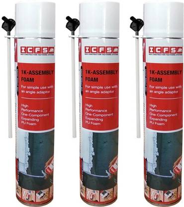 ICFS 1k Assembly Polyurethane Expanding PU Foam Spray - Pack of 3 Adhesive