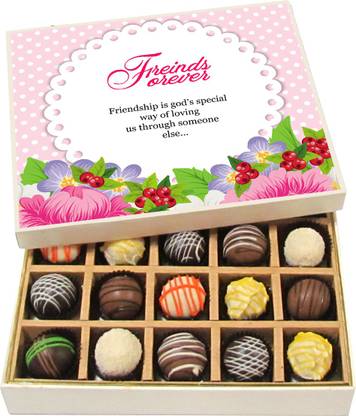 Chocholik Friendship Gift - Friendship Is God's Special - Dark, Milk, White Chocolate - 20pc Truffles