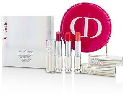 Generic Christian Dior Dior Addict Hydra Gel Core Mirror Shine Lipstick Trio Set 3Pcs+1Case