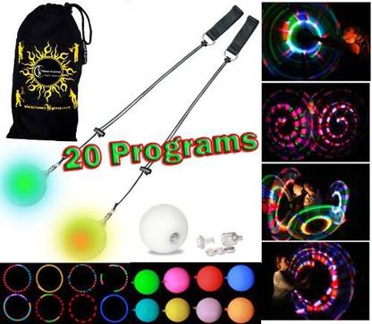 Flames N Games Led Poi - Glow Multi-Function (20 Programs) by N + Travel Bag!