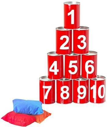 Generic Garden Games Limited Tin Can Alley - 10 Real Metal Cans with Safe, Soft Throwing Bags