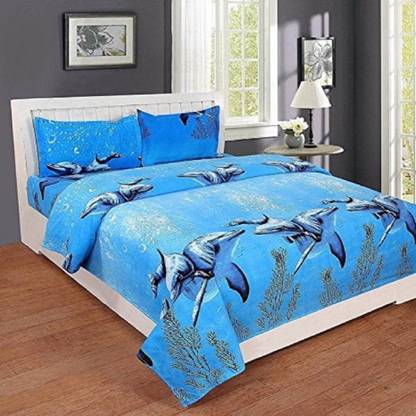 Indian Fashion 144 TC Polycotton Double 3D Printed Flat Bedsheet