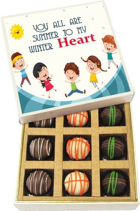 Chocholik You All Are Summer To My Winter Heart - Dark, Milk, White Chocolate Truffles - 9pc Truffles