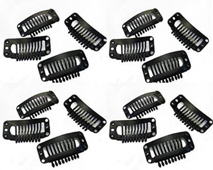 JAMPAK Hair Wig Clips 16 pcs, Hair Toupee Clips, Hair Patch Clips, Hair Extension Clips, hair Attachment Clips, Hair Bonding Clips For Men & Women, (Black) Hair Clip