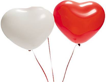 Shreeji Decoration Solid Solid Red and White Heart(25+25) Balloon