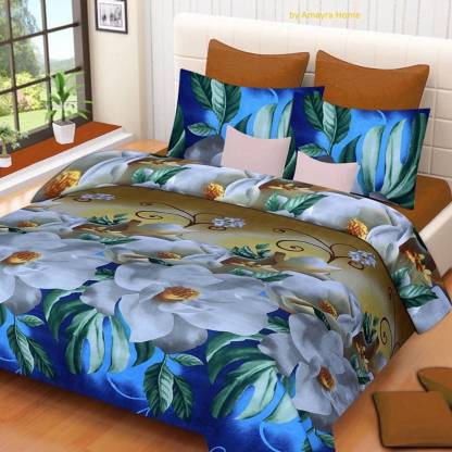RED BEAR 144 TC Polycotton Double Floral Flat Bedsheet