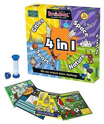 Generic Green Board Games Brainbox 4 in 1 Game: Cities, Sport, Nature and Space