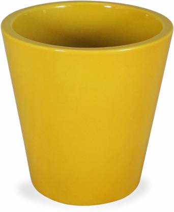 Yellow Table Classic 6 inch Ceramic Flower Pot in Sunshine Yellow Colour Plant Container Plant Container Set