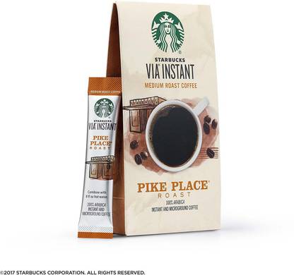 Starbucks VIA Instant Medium Roast Coffee, Pike Place Roast, 8 packets - 26.4g (0.93oz) Instant Coffee