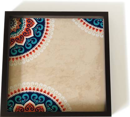 Brahma Design Mandala Vintage Design Brown Border 12x12 Tray - Kitchen, Dining, Serving & Desk Tray is made of Fibre frame with Acrylic insert in Square Shape Size 12" x 12" Tray