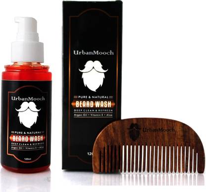UrbanMooch Beard Wash for Softer Beard with Shisham Comb