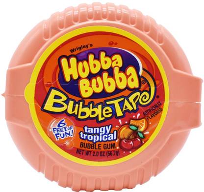 Wrigleys Hubba Bubba Bubble Tape Tangy Tropical Bubble Gum - 56.7g (2oz) NA Chewing Gum