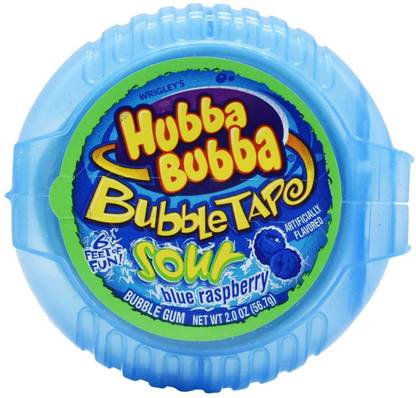 Wrigleys Hubba Bubba Bubble Tape Sour Blue Rasberry Bubble Gum - 56.7g (2oz) NA Chewing Gum