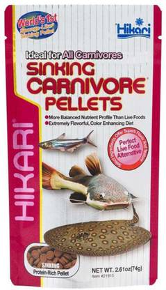Hikari Tropical Sinking Carnivore Pellets Aquarium Fish Food, 74 g (Pack of 2) Fish Treat
