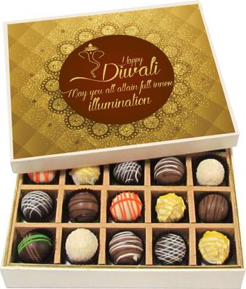 Chocholik Diwali Sweets - May You All Attain Full Inner Illumination - Dark, Milk, White Chocolate Truffles - 20pc Truffles