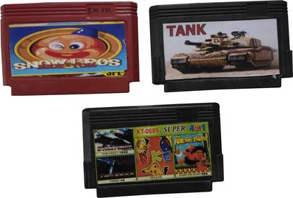 PTCMart 8 Bit Tv Video Game Cassette Game Including snow bros , tank and 4 in 1 mix numbers  Gaming Accessory Kit