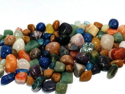 numeroastro Original & Natural 50 Pcs Mix Chakra Tumbled Stones (50 Pcs Set) (2 Cms Approx) Decorative Showpiece  -  2 cm
