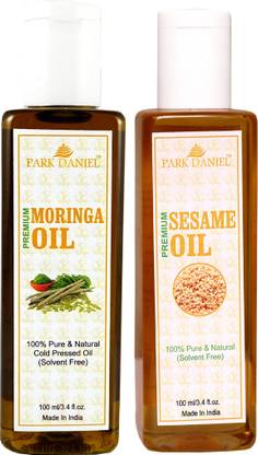 PARK DANIEL Organic Moringa oil and Sesame oil - Natural & Undiluted combo of 2 bottles of 100 ml (200ml)