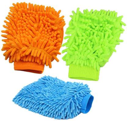 Aryshaa 3 Pc Micro Fibre Glove Wet and Dry Glove Set