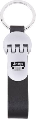 AVI Leatherite Brown Jeep Design &Pin Badges with Jeep Logo Badge Combo Pack Key Chain