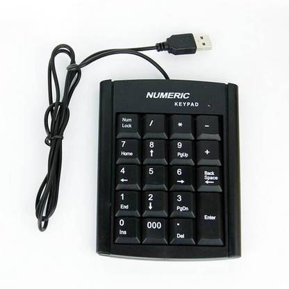 spincart USB Numeric Keypad, Portable Slim Mini Number Pad for Laptop Desktop Computer PC, Full Size 19 Key Black Wired Number Pad