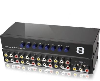 microware 8-way AV Switch CVBS RCA Splitter 8 Port Switch Adapter 8 In 1 Out Composite L/R Audio Video Switcher Selector BOX for DVD STB Game Consoles Media Streaming Device