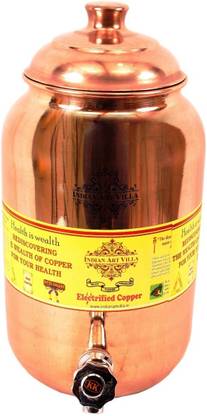 IndianArtVilla Copper Water Container Tank Dispenser IAV-CC-1-117-8 8 L Drum