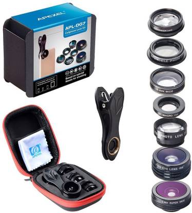 Apexel 7 in 1 Phone Camera Lens Kit, Fish Eye Wide, Angle/macro Lens, CPL Kaleidoscope and 2X telephoto zoom Lens Mobile Phone Lens