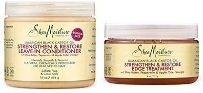 Shea Moisture Jamaican Black Castor Oil Combination Pack - Strengthen & Restore - Leave-In Conditioner 16 Oz Edge Treatment 4 Oz
